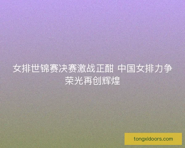 女排世锦赛决赛激战正酣 中国女排力争荣光再创辉煌