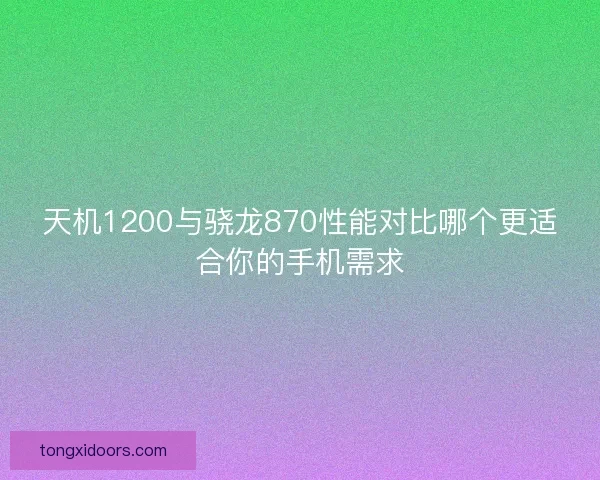 天机1200与骁龙870性能对比哪个更适合你的手机需求