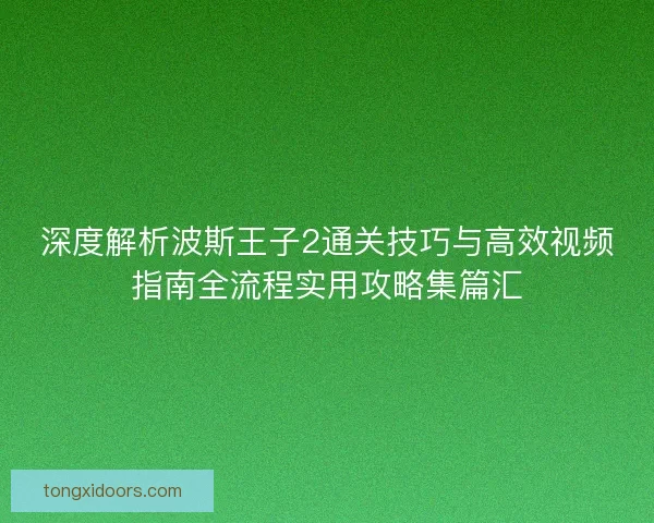 深度解析波斯王子2通关技巧与高效视频指南全流程实用攻略集篇汇