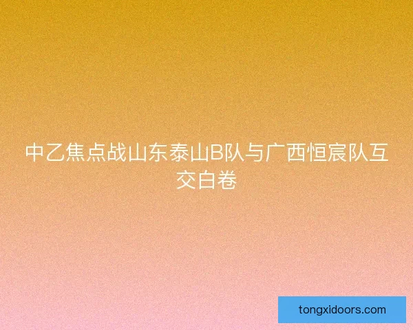 中乙焦点战山东泰山B队与广西恒宸队互交白卷