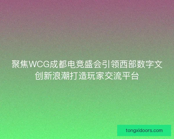 聚焦WCG成都电竞盛会引领西部数字文创新浪潮打造玩家交流平台